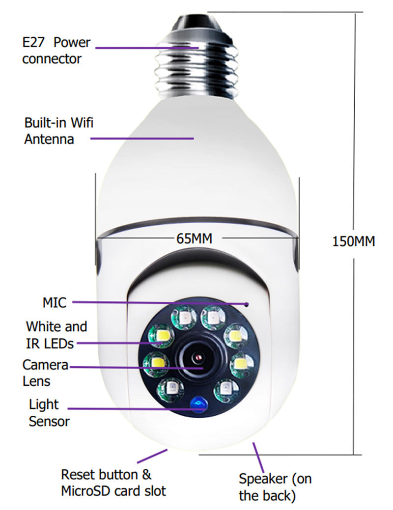 Ampoule pour caméra WiFi 1080P