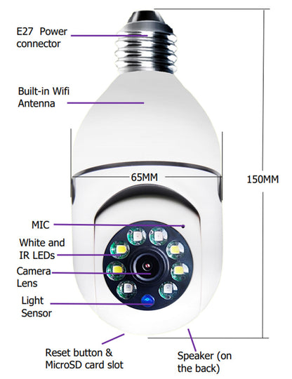 Ampoule pour caméra WiFi 1080P