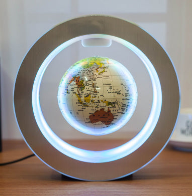 Globe flottant rond à LED : carte du monde avec lévitation magnétique